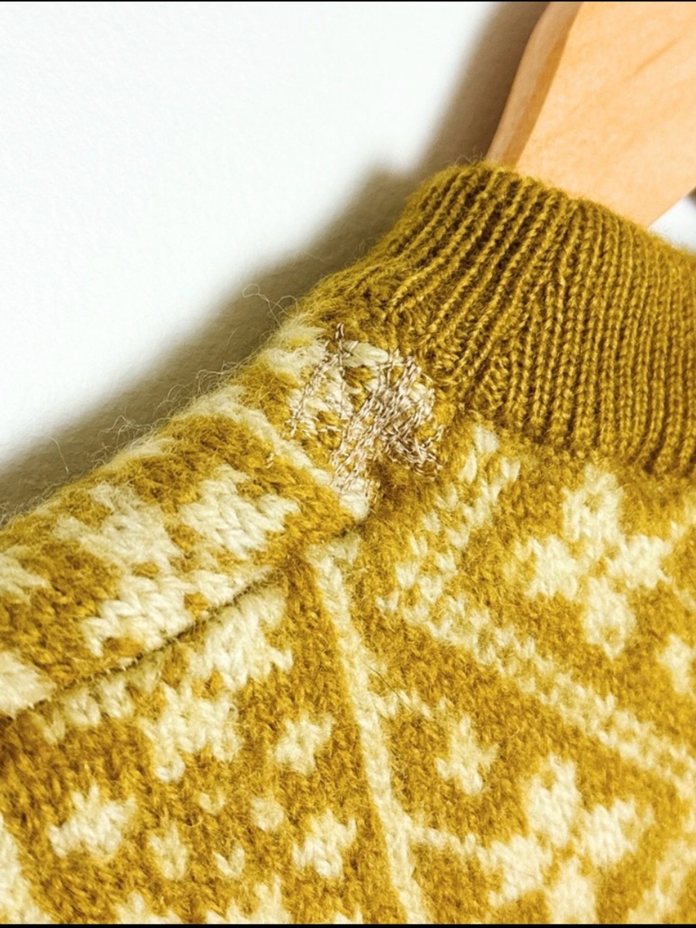 Women's Mustard and Cream Fair Isle Knit Sweater